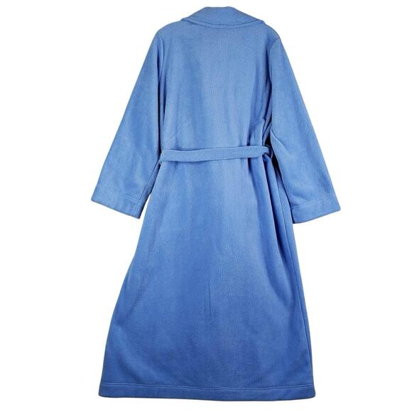 LL Bean Robe Fleece Blue Wrap Tie Belt Pockets Size Womens XLP New Cozy - Picture 3 of 12